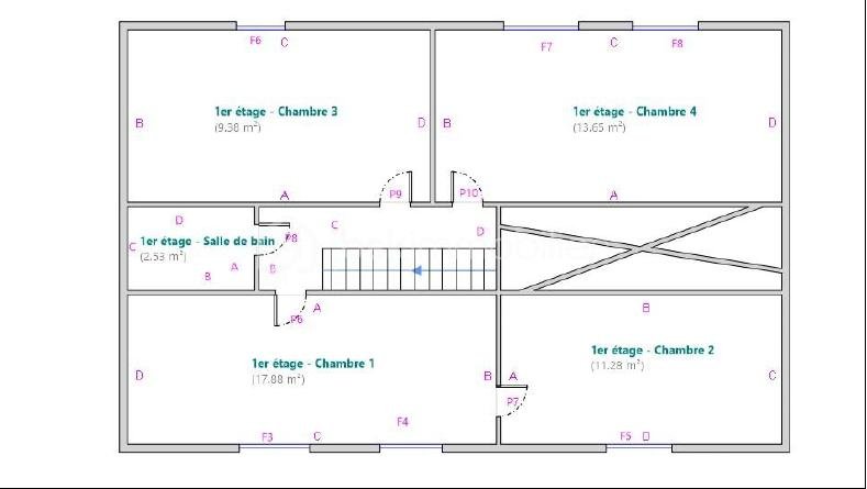 Appartement de 95 m² - croquis avec mesures niv. 1er étage.PNG