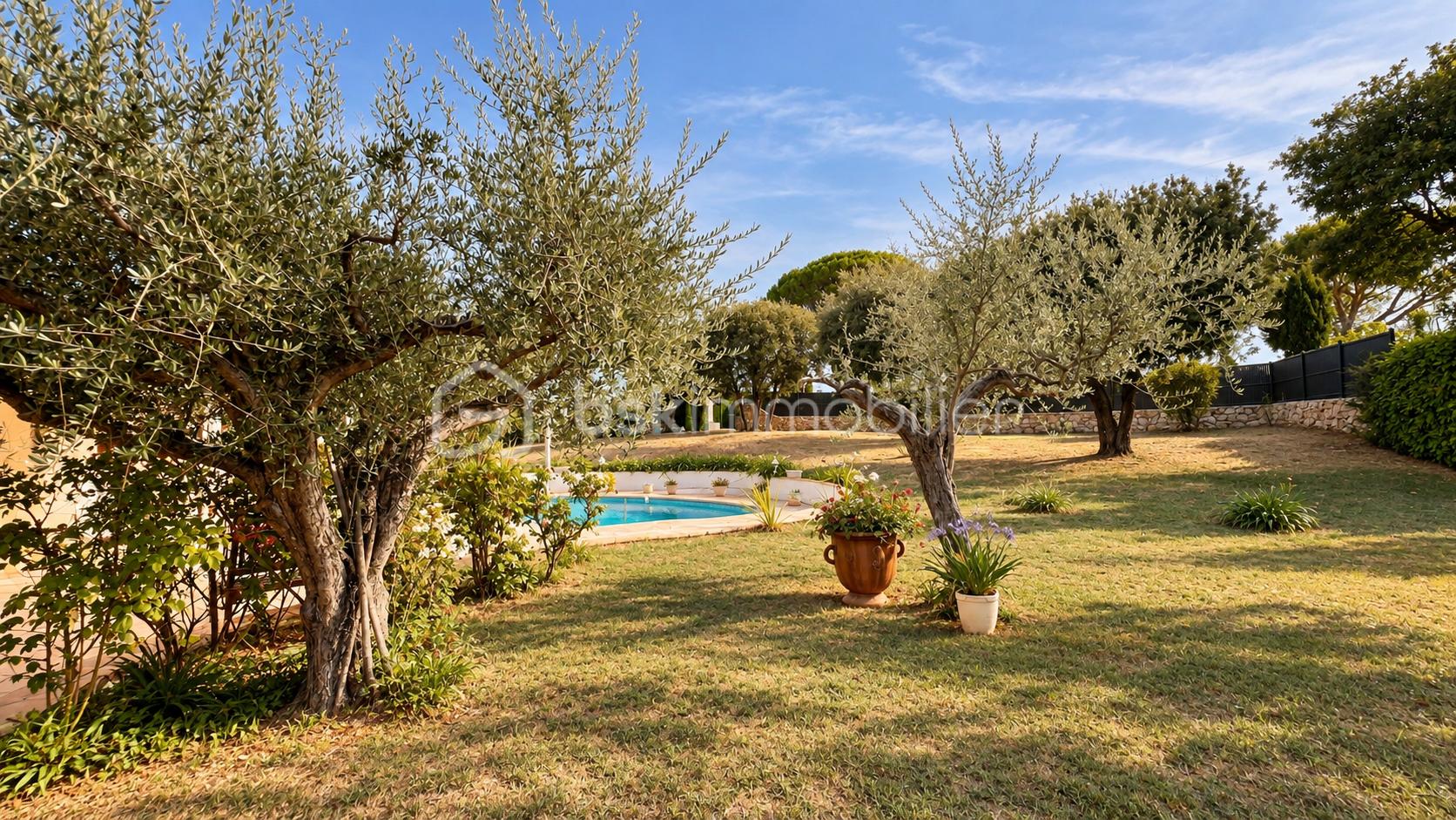 Jardin méditerranéen avec piscine turquoise.png