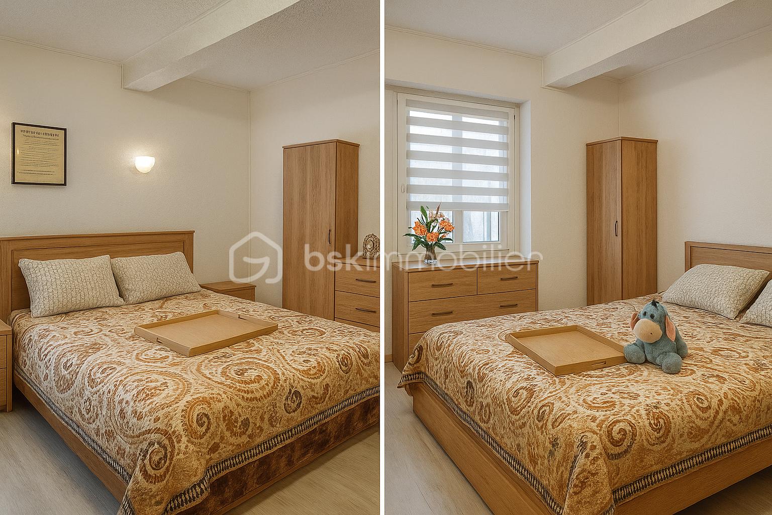 Maison de 96 m² - Chambre cosy avec lits en bois.png