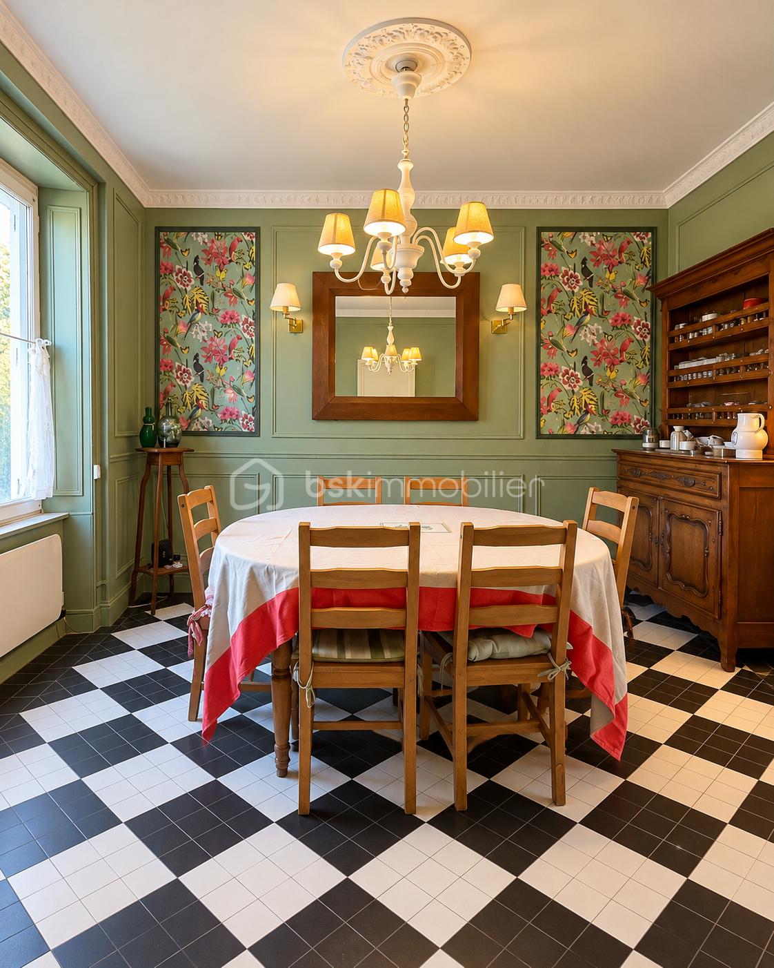 Salle à manger classique aux murs verts.png