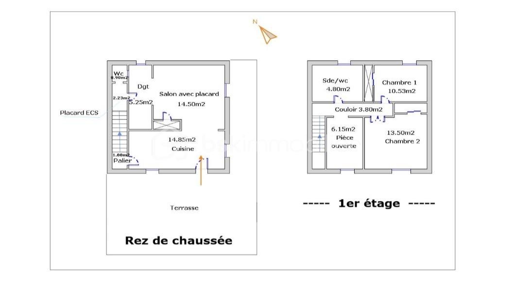 Maison de ville de 78 m² - Plan:mesures.jpg