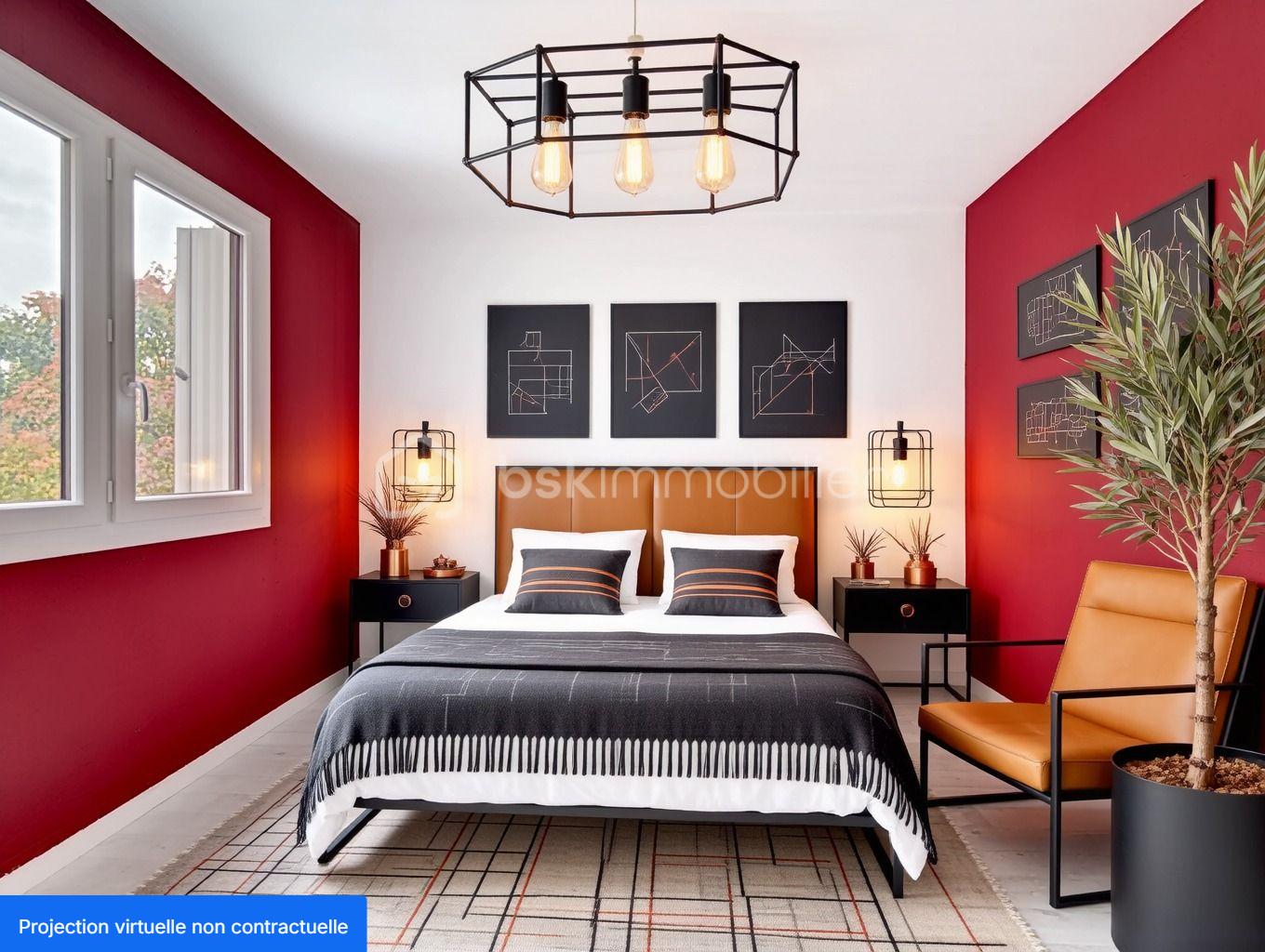 Appartement de 86 m² - chambre rouge luxe.jpeg