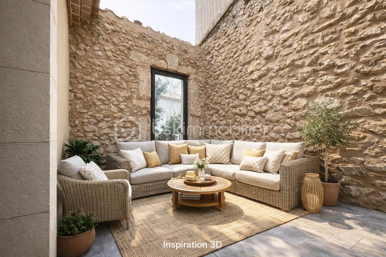 Salon d'été dans une cour ensoleillée.png