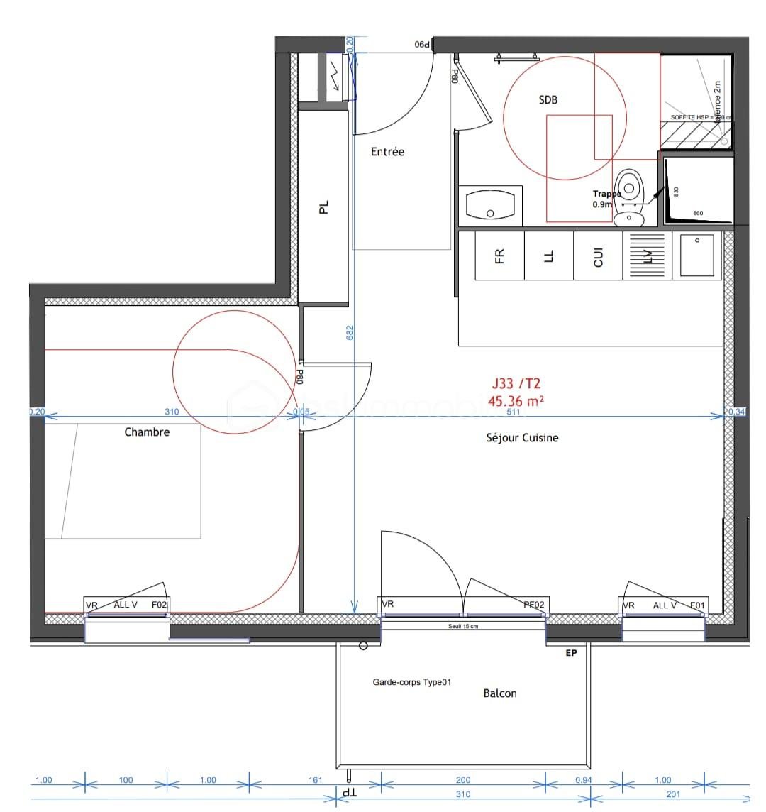 Appartement de 44,73 m²