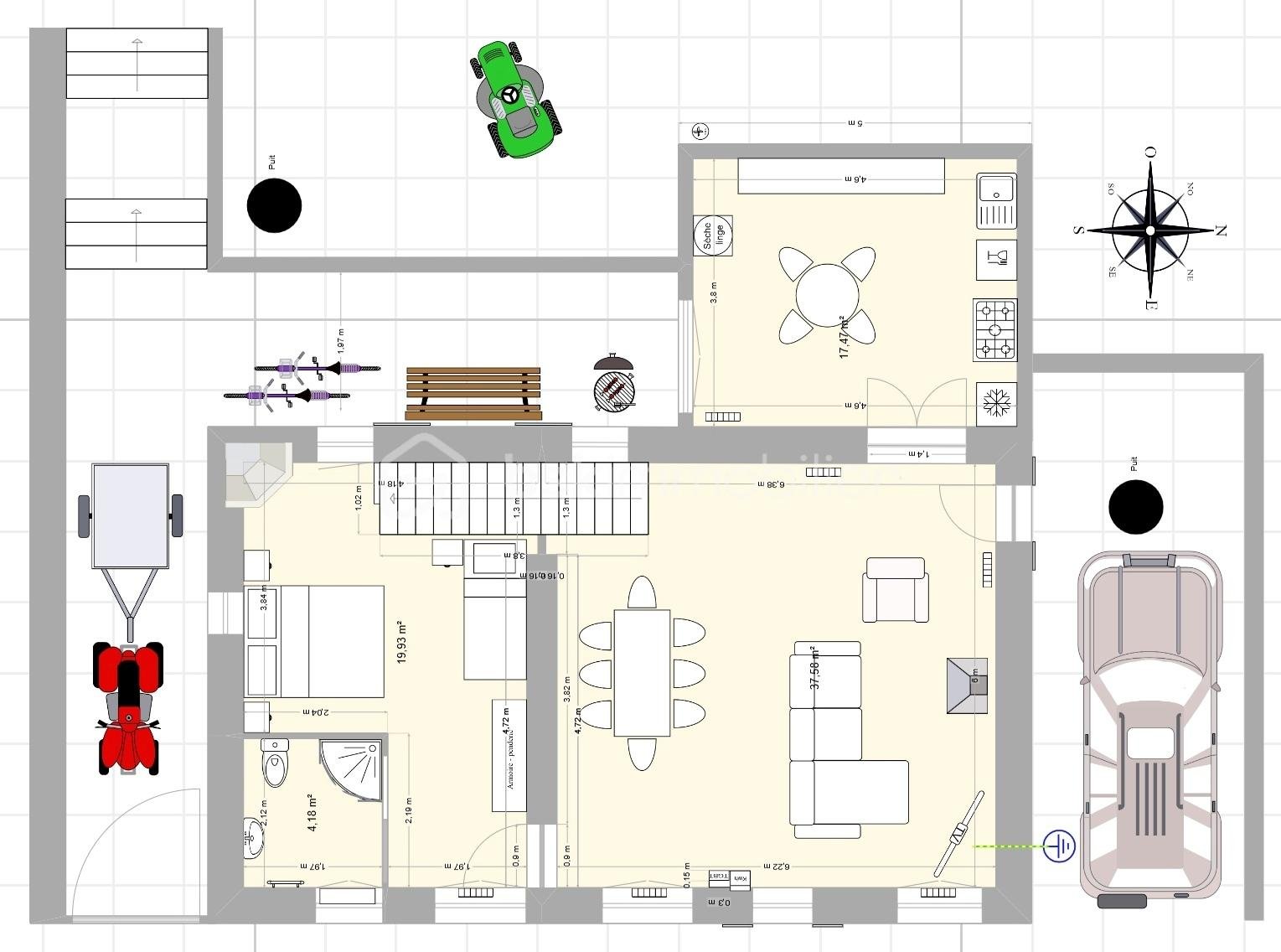 Maison de 75 m² - Plan du Rez de Chaussé Actuel.jpg