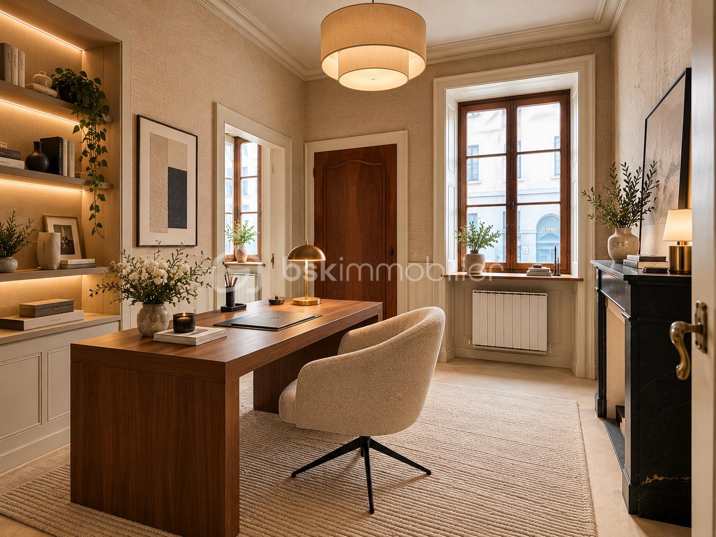 Bureau chaleureux aux accents classiques modernes.png