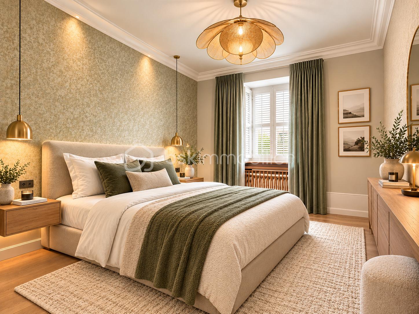 Chambre élégante aux tons olive et crème.png