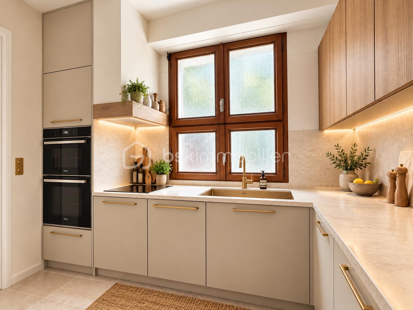 Cuisine moderne chaleureuse avec fenêtre en bois.png