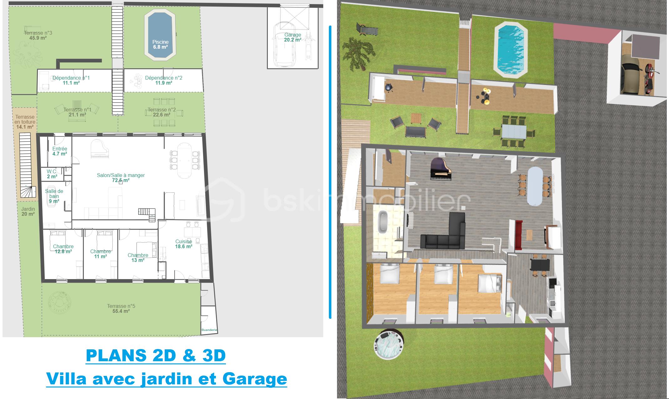 19 PLAN 2D et 3D maison et jardin et garage.png