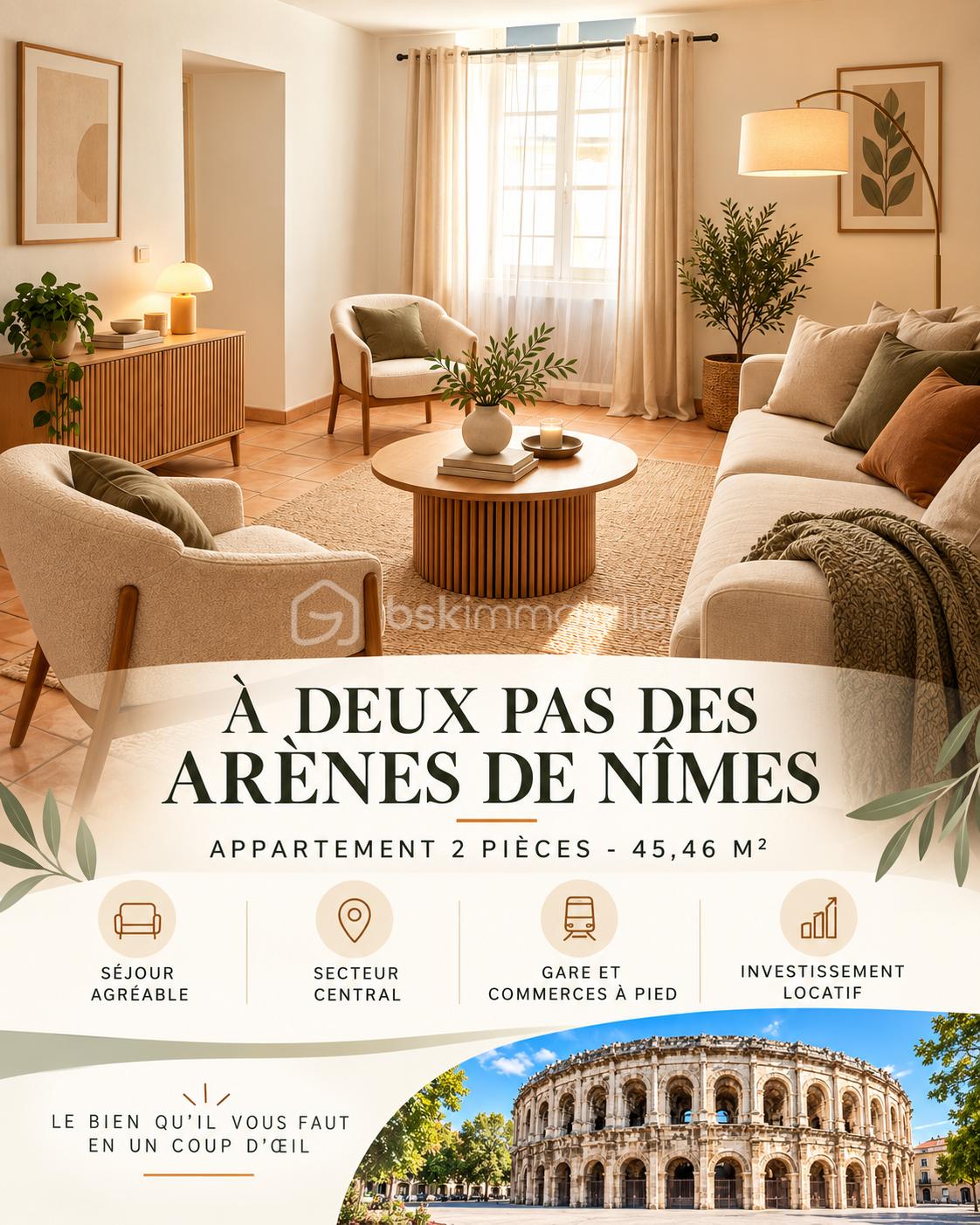 Appartement 2 pièces 45 m² · à Nîmes · 45,5 m² · 106 000 €