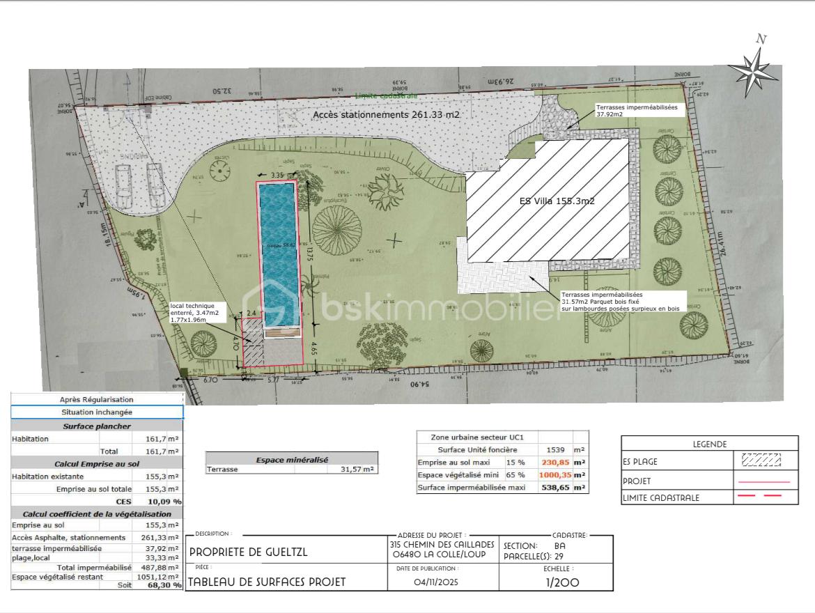 Maison provencale de 170 m² - Plan terrain maison cadastre .png