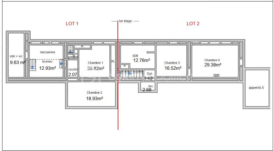 Corps de ferme de 113 m² - Répartition des lots R+1.png