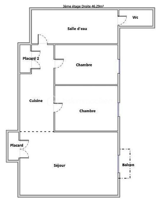 Immeuble mixte de 450 m² - PLAN 3ème étage Droite 46.29m².jpg
