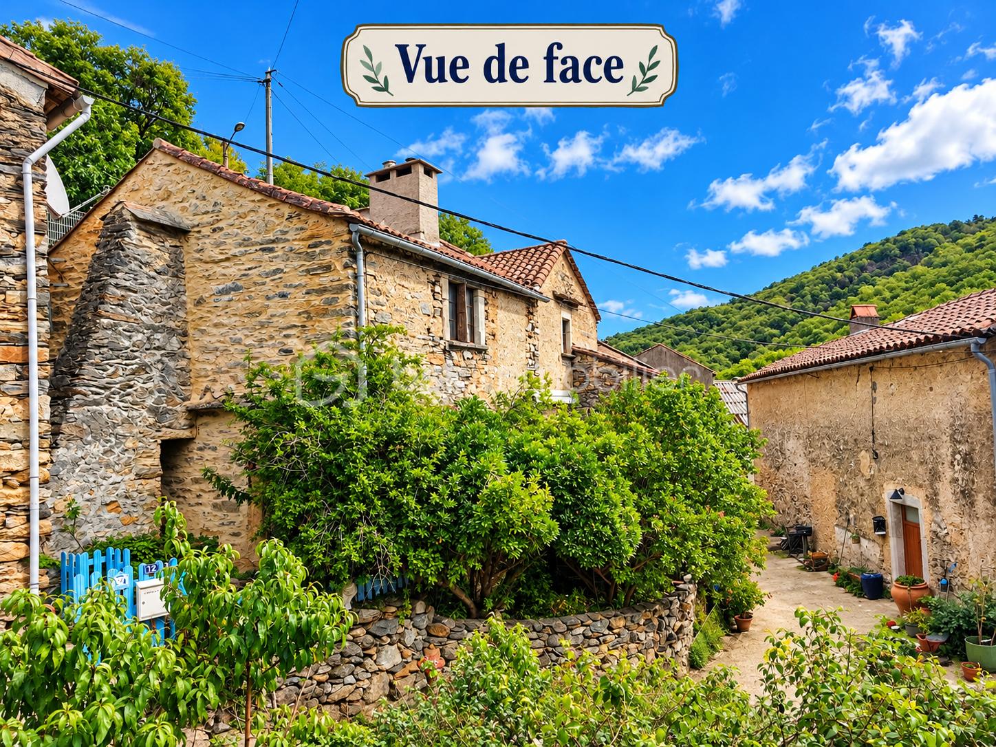 Maison en pierre au village ensoleillé.png
