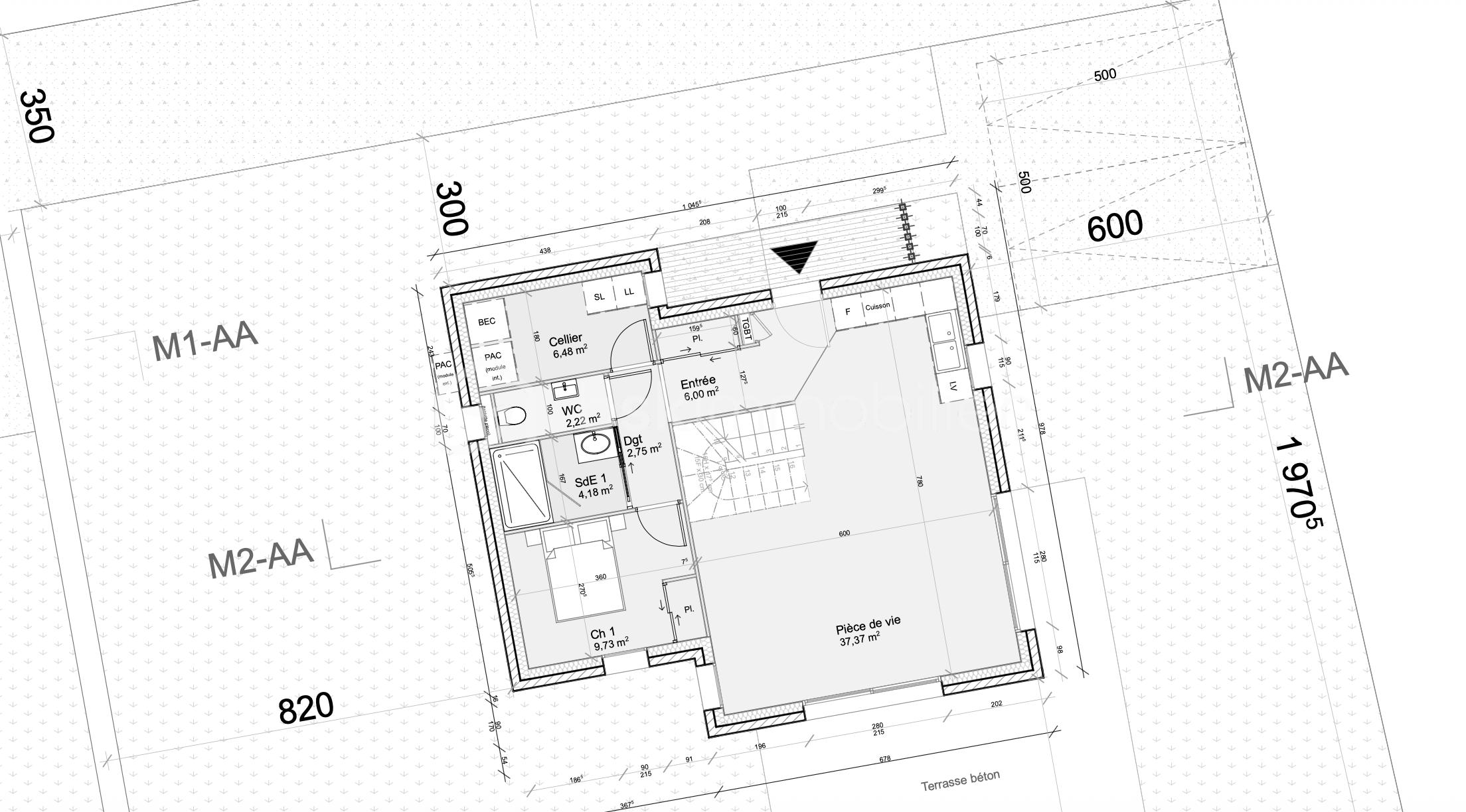 Terrain de 480 m² - plan RDC lot B.png