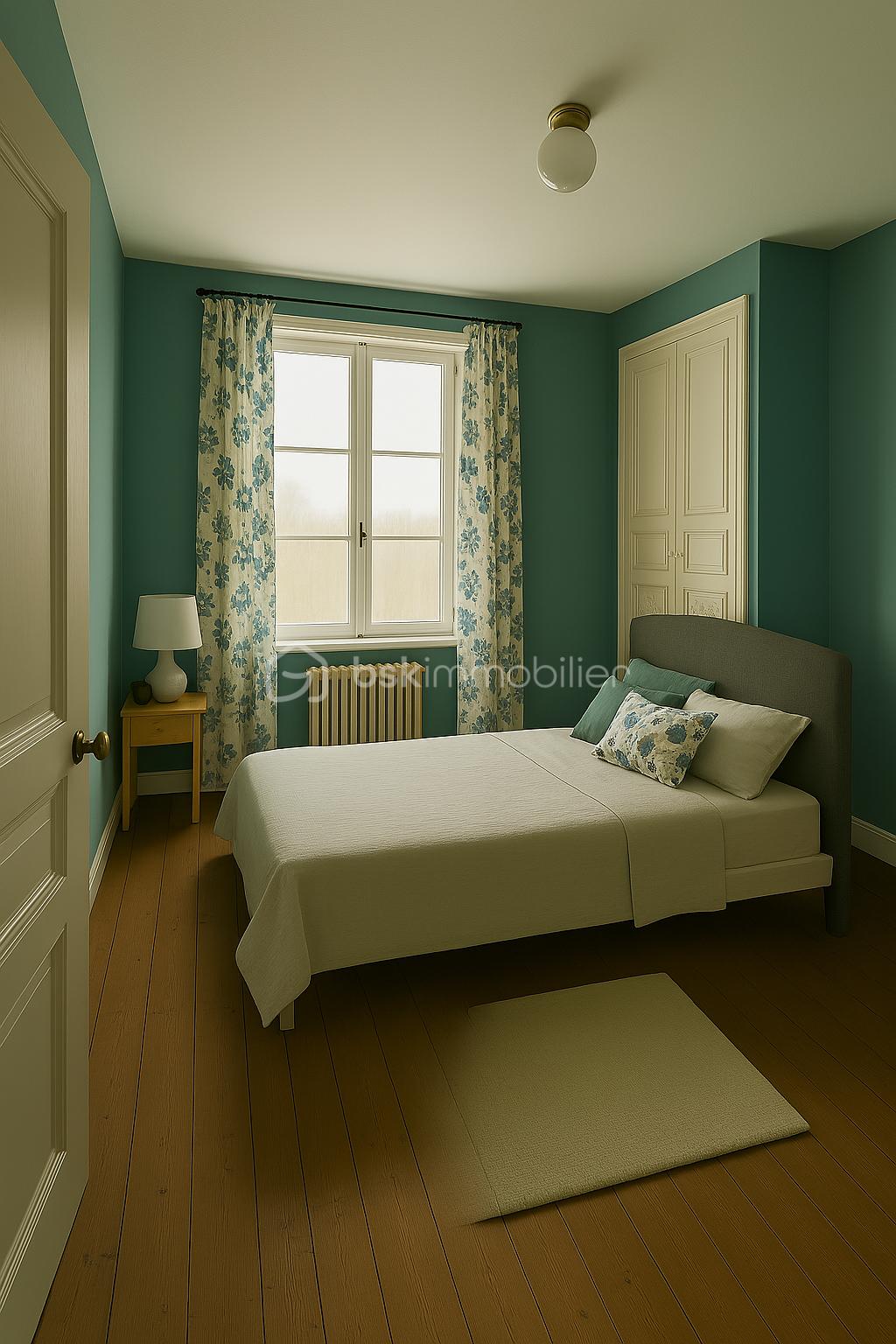 Immeuble de 180 m² - Chambre modifiée turquoise.png