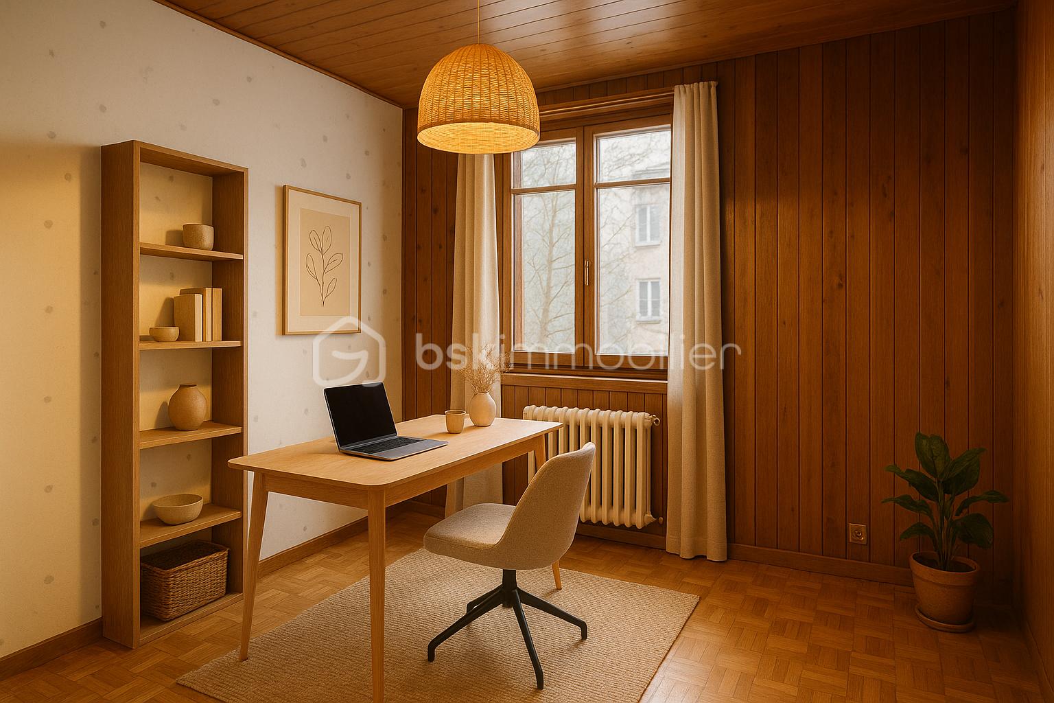 Appartement de 110,57 m² - Bureau minimaliste aux tons boisés.png