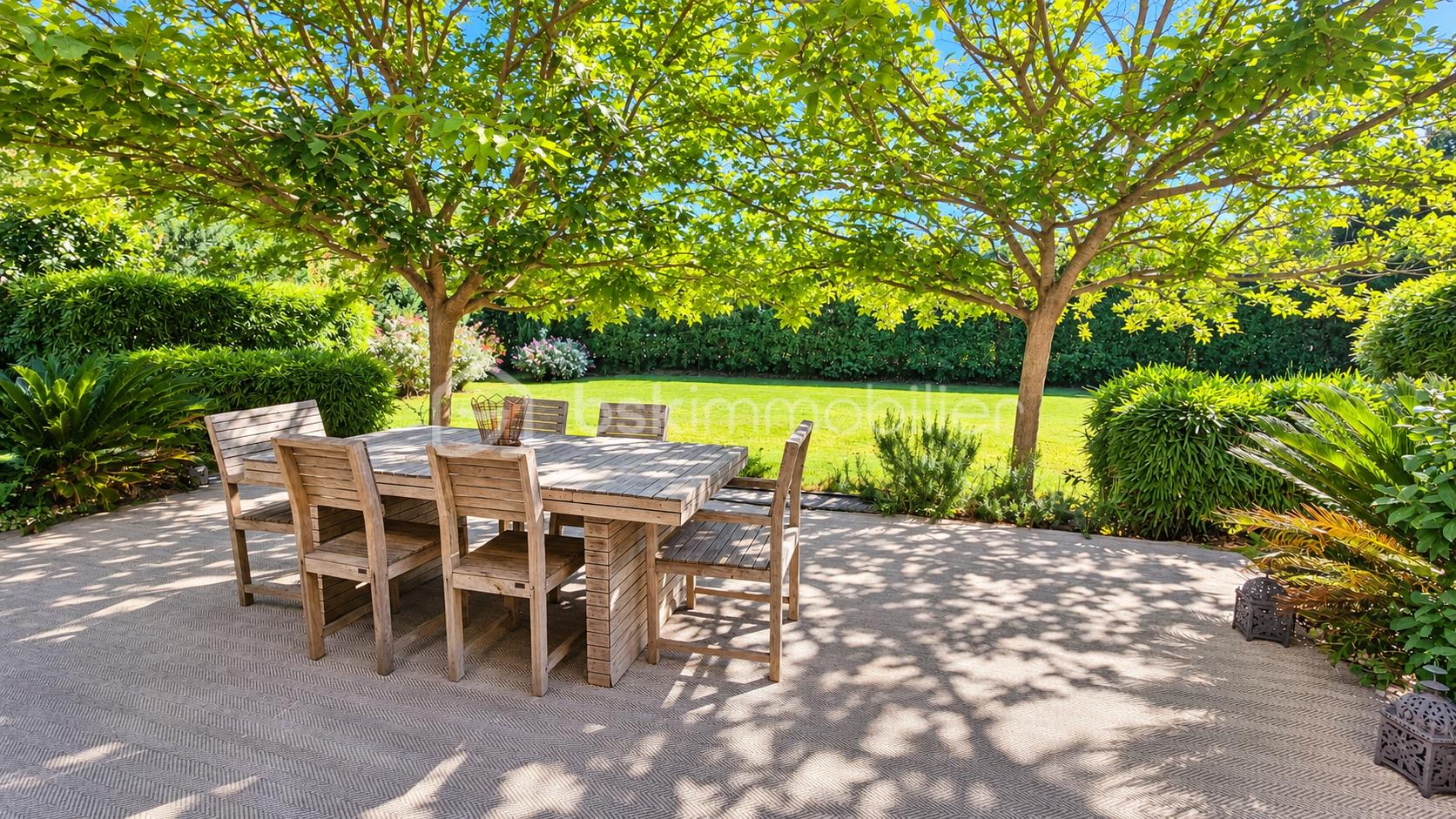 Terrasse de jardin sous les arbres.png