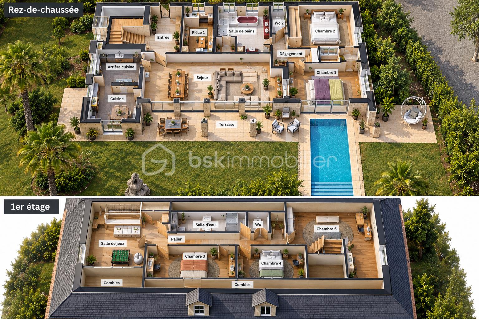 Plan 3D avec piscine devant Chambre 1.png