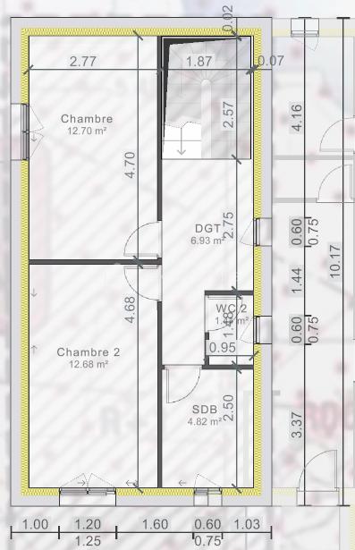 Terrain de 459 m² - Plan de cellule R+1.png